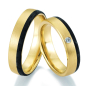 Preview: Trauringe aus 585 Gelbgold mit Carbon und Brillant