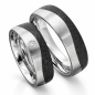 Preview: Edelstahl Carbon Verlobungsringe mit Welle