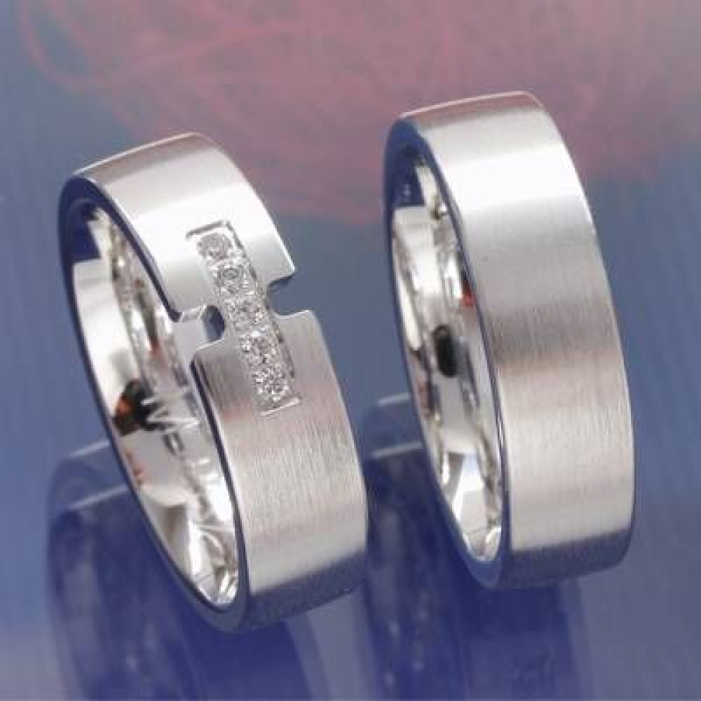 Eheringe Trauringe aus 585 Weißgold mit Brillanten 48-03120