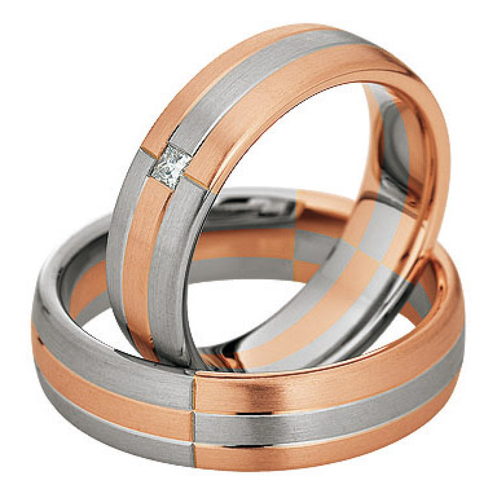 Preview: Bicolor Trauringe aus Rotgold und Weissgold P4249030