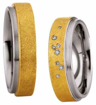 Trendige Trauringe Edelstahl und 585 Gelbgold P5118570