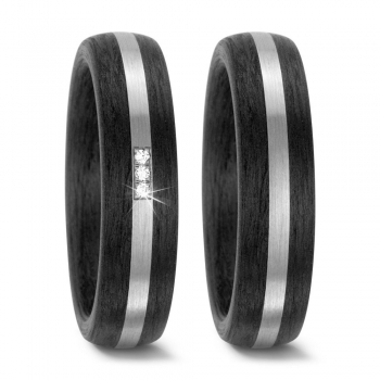 Partnerringe aus 500 Palladium und Carbon T59318P1