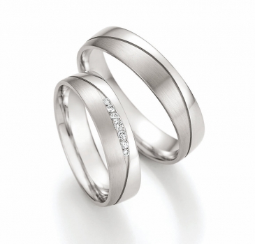Elegante Eheringe Solid VII – 585 Weißgold mit 0,071 ct Brillanten