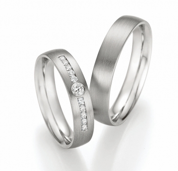 Elegante Hochzeitsringe aus der Serie Solid IX – 585 Weißgold mit 0,240 ct Brillanten