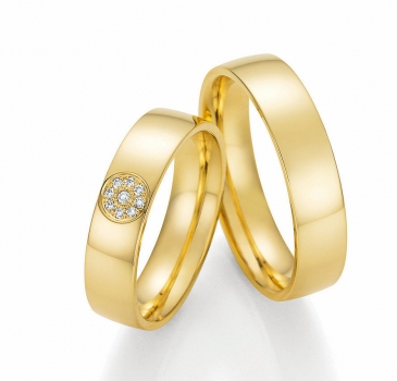 Hochzeitsringe Solid IX – 585 Gelbgold mit 0,050 ct Brillanten
