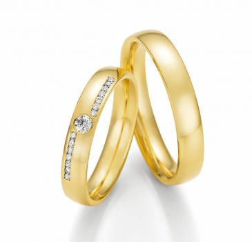 Hochzeitsringe Solid IX – 585 Gelbgold mit 0,160 ct Brillanten
