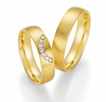Edle Hochzeitsringe Solid IX – 585 Gelbgold mit 0,140 ct Brillanten