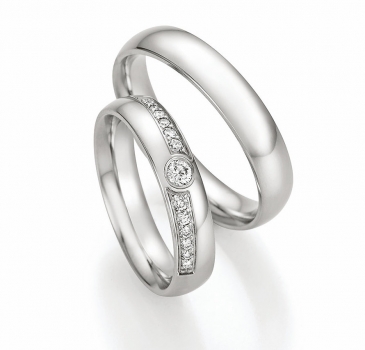 Hochzeitsringe Solid IX – 585 Weißgold mit 0,210 ct Brillanten