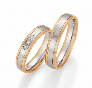 Hochzeitsringe Solid IX – 585 Weißgold & Rotgold mit 0,090 ct Brillanten
