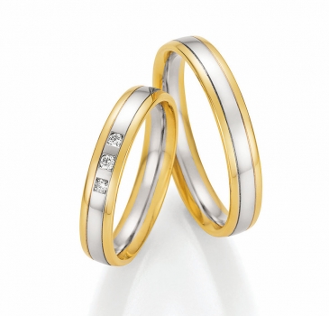 Hochzeitsringe Solid IX – 585 Weißgold & Gelbgold mit 0,075 ct Brillanten