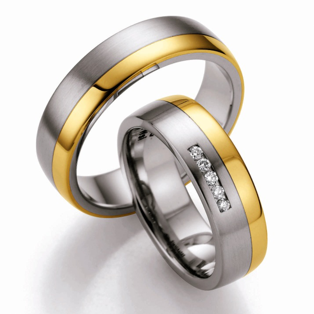 Preview: Gold und Steel Trauringe Edelstahl und 585 Gelbgold R501 PB209771