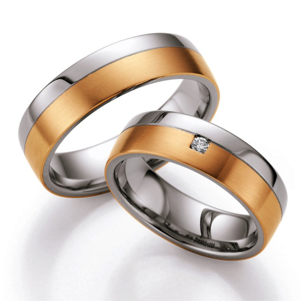 Preview: Gold und Steel Trauringe Edelstahl und 585 Rotgold PB209770