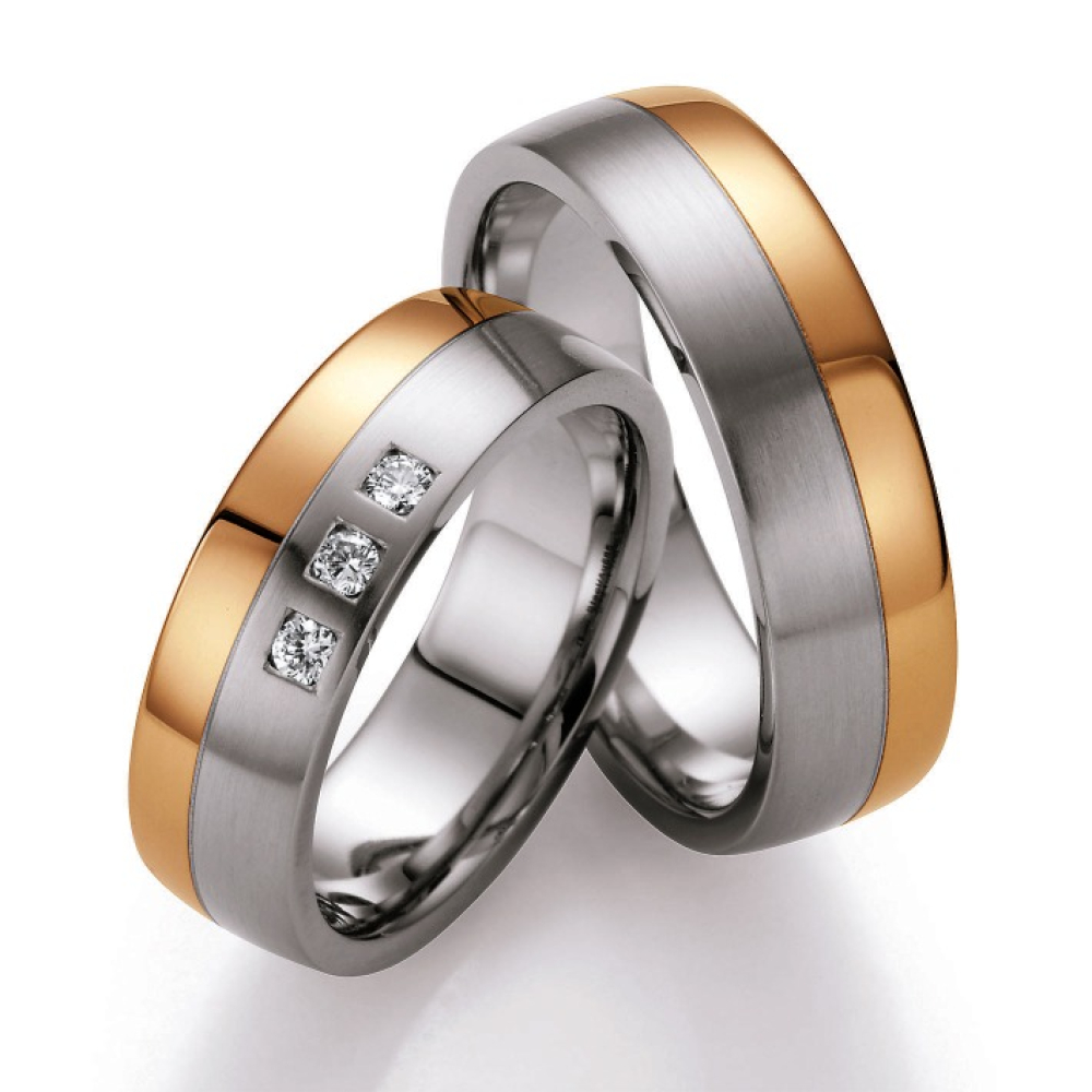 Preview: Gold und Steel Trauringe Edelstahl und 585 Rotgold PB209767