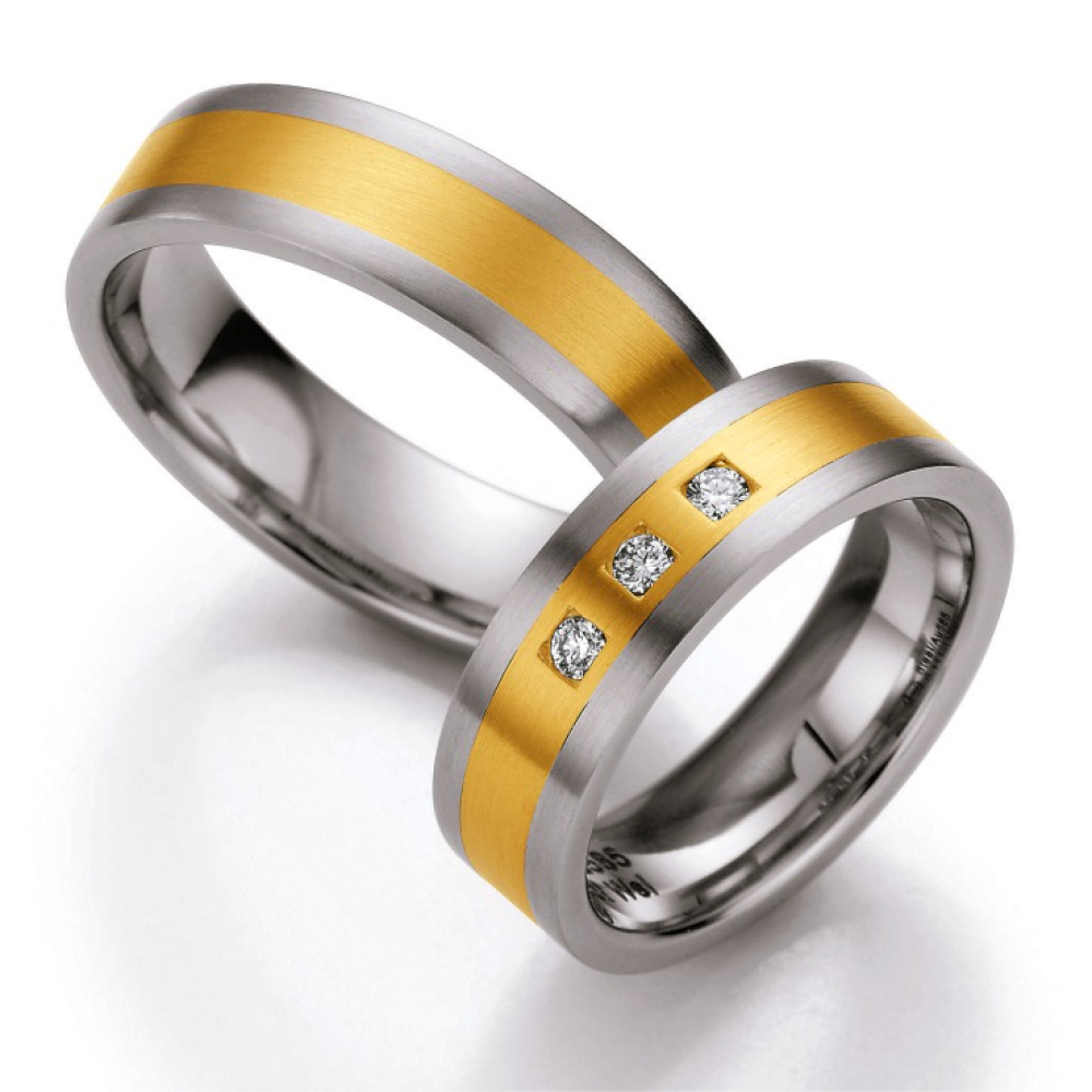 Preview: Gold und Steel Trauringe Edelstahl und 585 Gelbgold PB209768