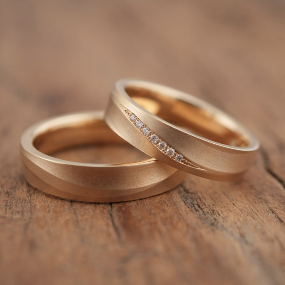Apricotgold Trauringe mit Welle