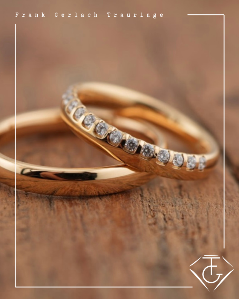 Eheringe aus 585 Apricotgold mit 0,225 ct G/Si Brillanten