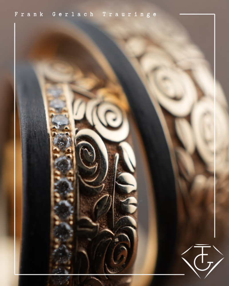 Preview: 585 Apricotgold Carbon Rosenringe P2104194