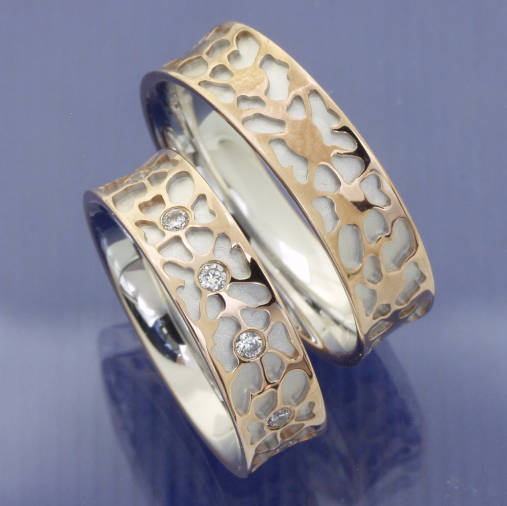 Preview: Bicolor Trauringe aus 585 Weissgold und Rotgold RU65090