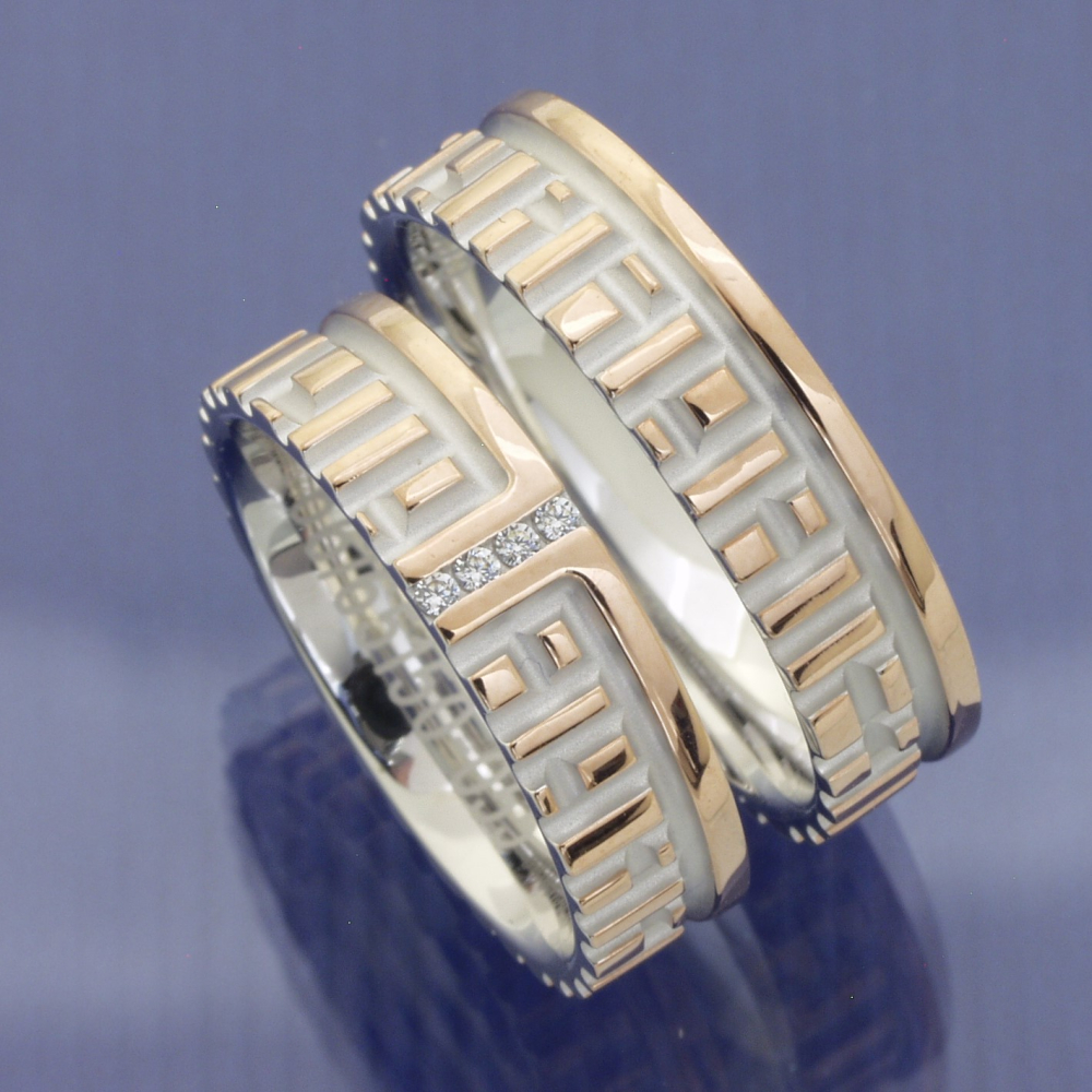 Preview: Bicolor Trauringe aus 585 Weissgold und Rotgold RU65150