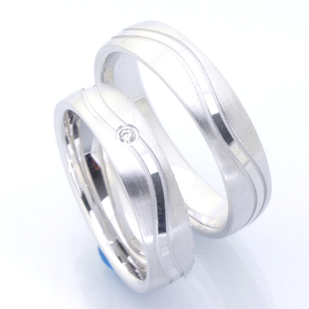 Preview: Freundschaftsringe aus Silber mit Glanzwelle