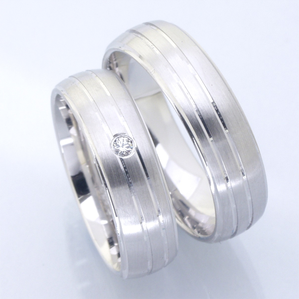 Preview: Freundschaftsringe aus Silber mit Glanzstreifen