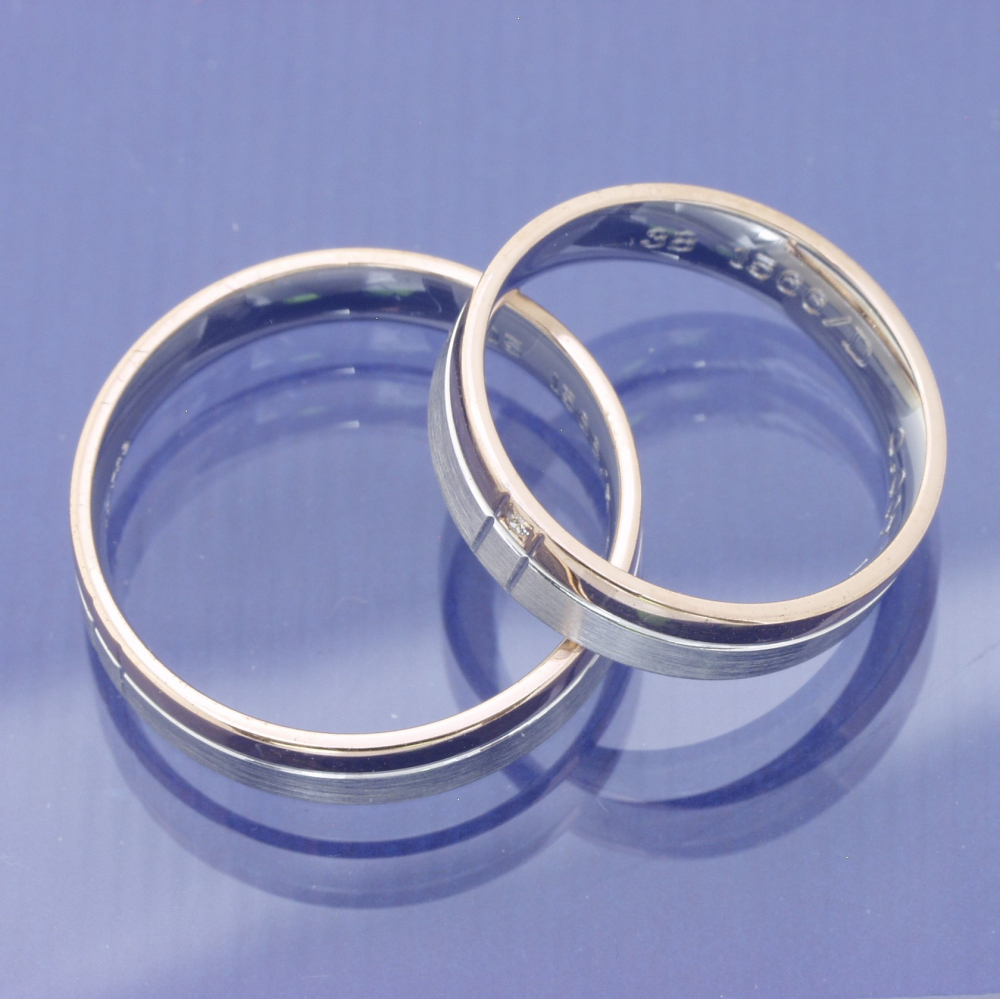 Preview: Eheringe aus 585 Weiß und Rotgold P5093992