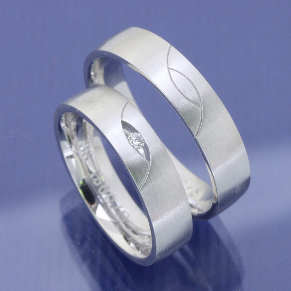 Eheringe eucharistischen Fische 585/°°° Weißgold  P5093994