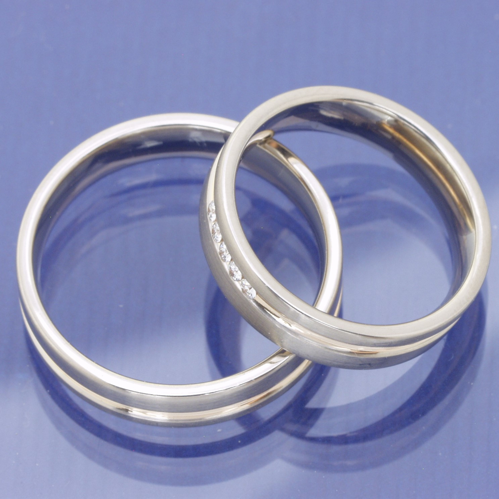 Preview: Bicolor Eheringe aus 600 Platin 585 Rotgold P7074022