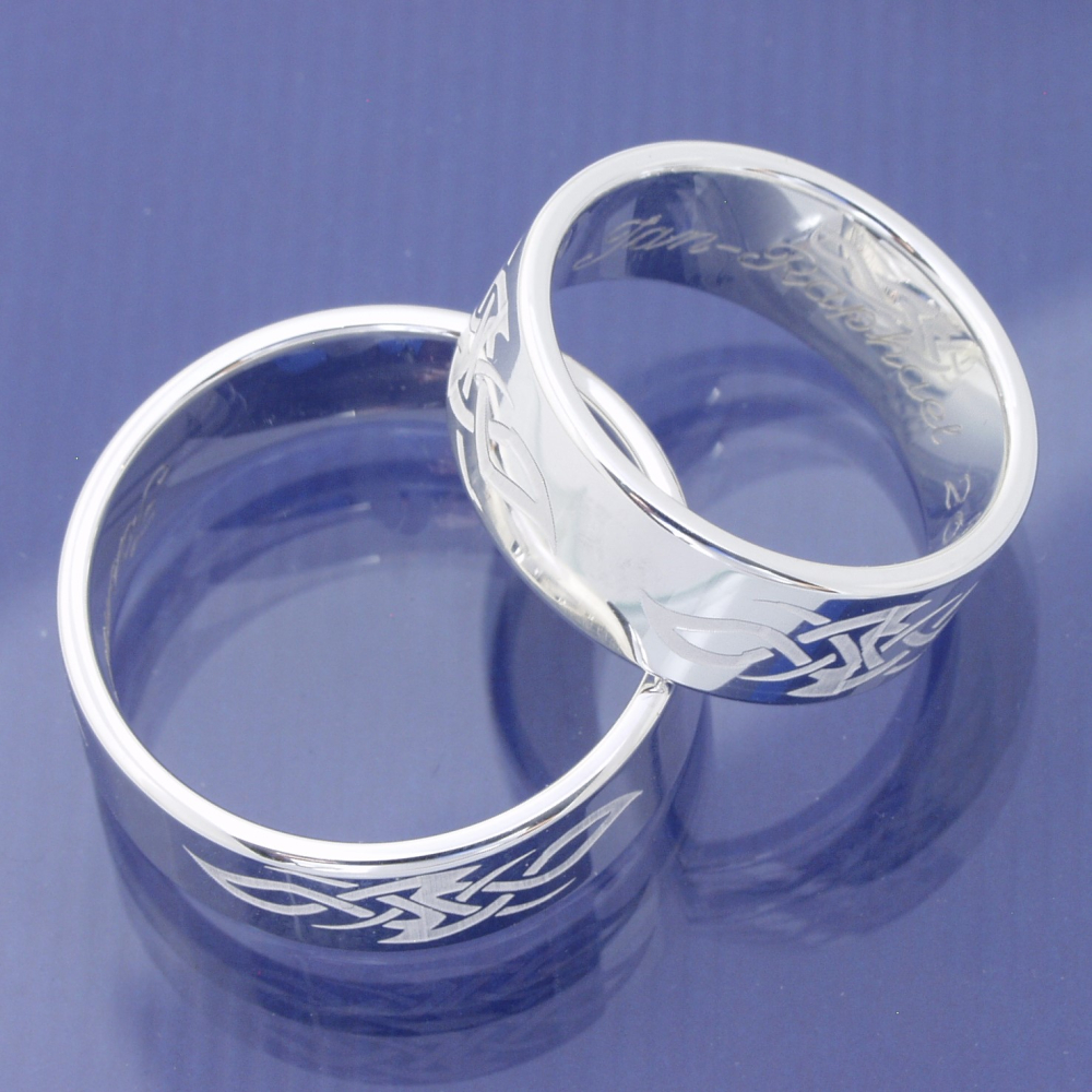 Preview: 925 Verlobungsringe Freundschaftsringe mit Lasermuster P6226778