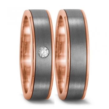 Partnerringe aus Titan und Rotgold R51211