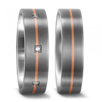 Partnerringe aus Titan und Rotgold R51660