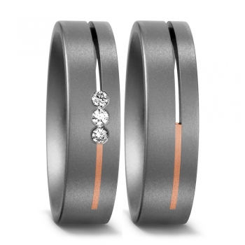 Partnerringe aus Titan und Rotgold R51107