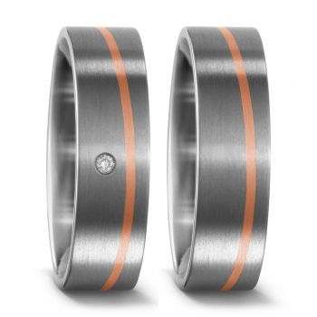 Partnerringe aus Titan und Rotgold R51446