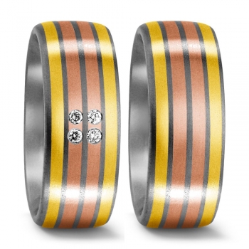 Partnerringe aus Titan 750 Rot und Gelbgold G51002