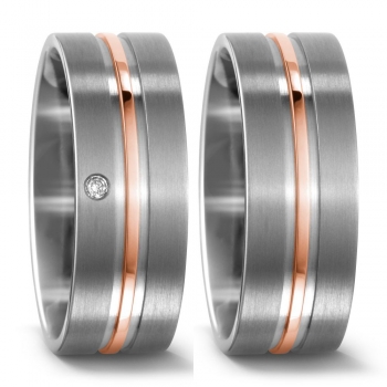 Partnerringe aus Titan und Rotgold R51438