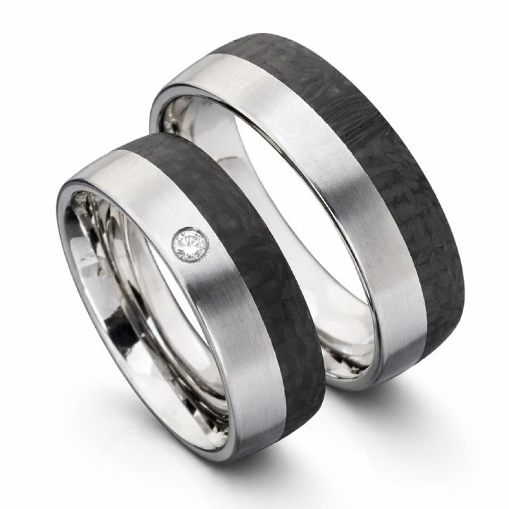 Verlobungsringe Edelstahl Carbon P3233491