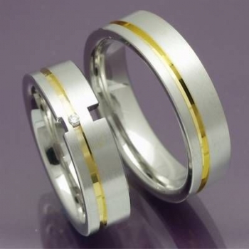 Trauringe, Verlobungsringe aus 925 Silber mit Diamant 48/08009-10