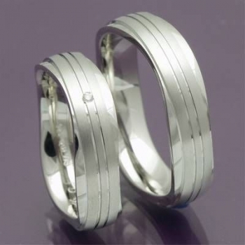 Trauringe, Verlobungsringe aus 925 Silber mit Diamant 48/08013-14