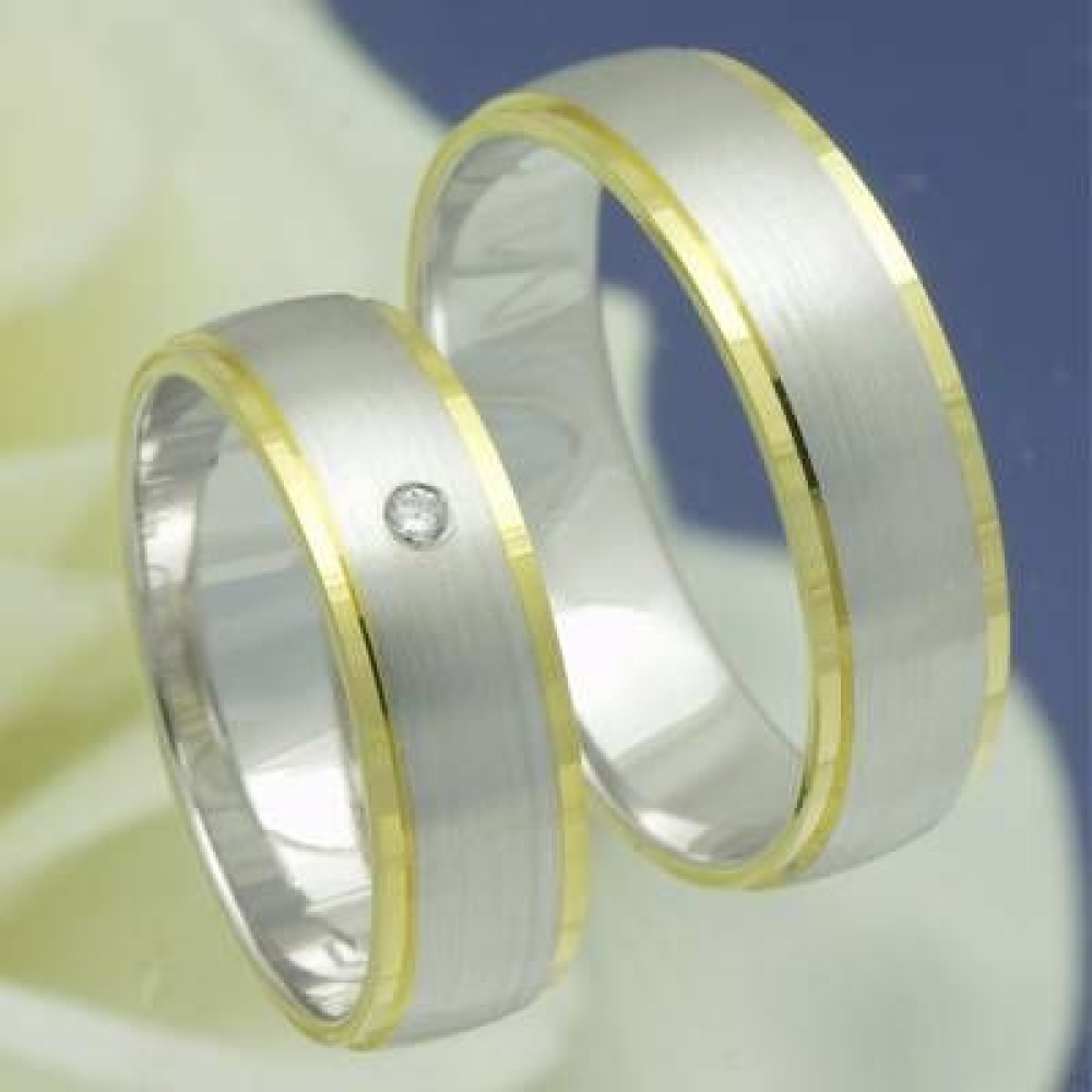 Eheringe, Trauringe aus 585 Weiss und Gelbgold p1195941