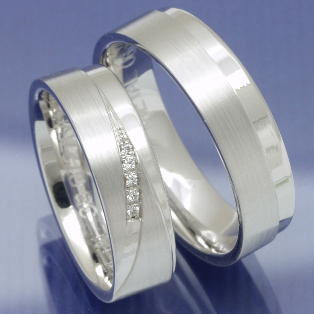 Trauringe Hochzeitsringe aus 585 Weissgold Modell Modern P2151010