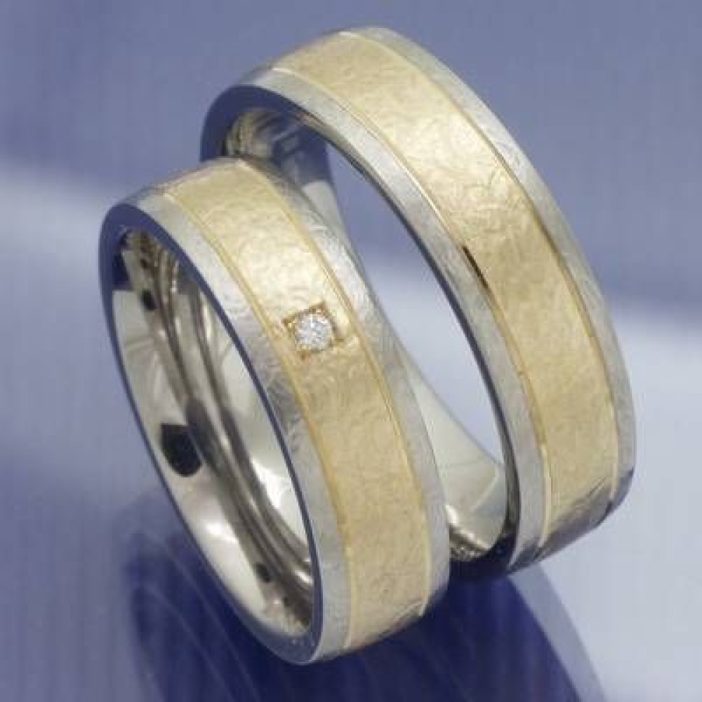 Edelstahl Gold Trauringe - Steel/Gold Miami P2271658