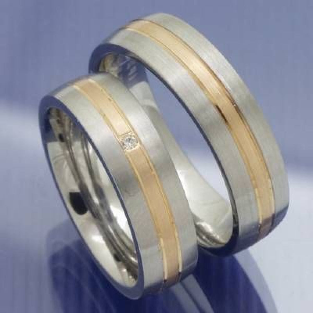 Edelstahl Gold Trauringe - Steel/Gold Malie P2271666