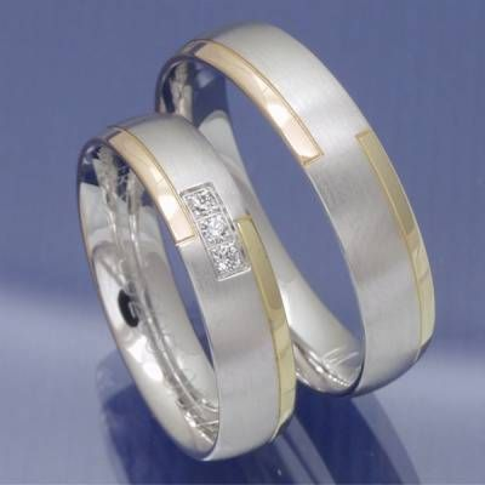 Trauringe aus 585 Gelb, Weiss und Rotgold mit Brillanten P4037692