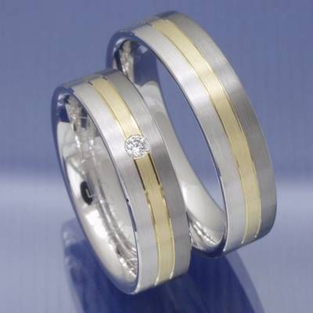 Trauringe aus 585 Weiss, Grau und Gelbgold P4097726