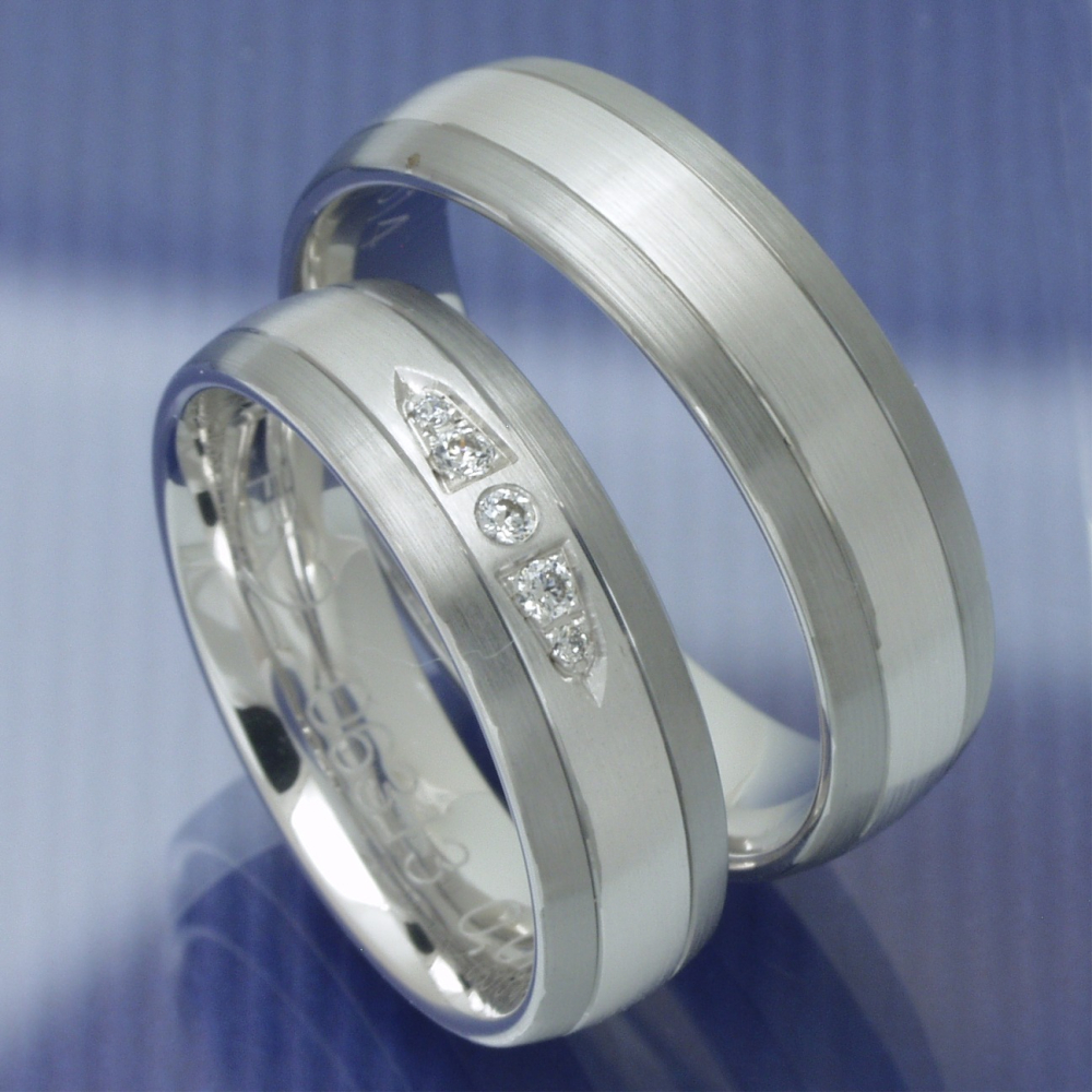 Eheringe Trauringe Black & White aus 585 Weissgold P5079047