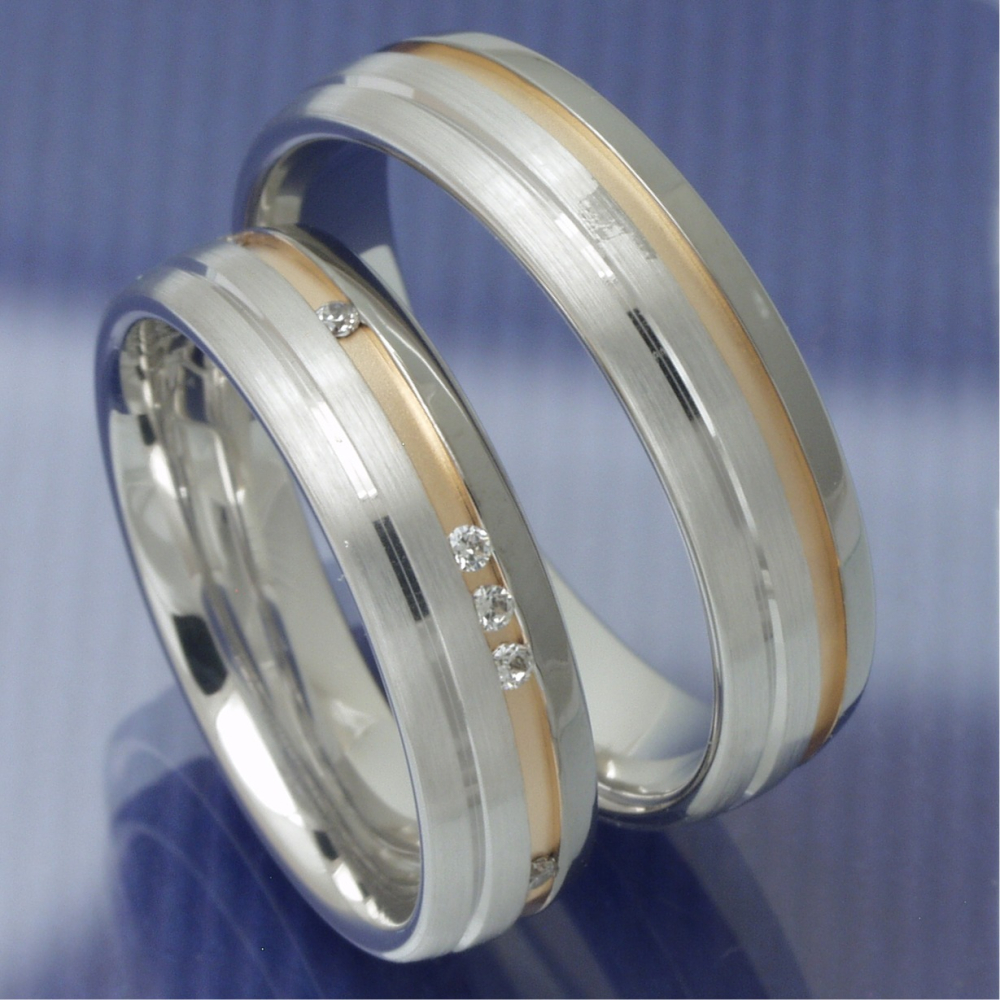 Black & White Eheringe Trauringe 585 Weissgold Rotgold P5079059