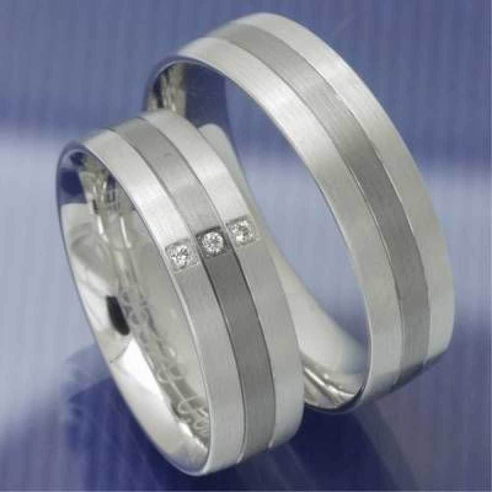 Black und White Eheringe Trauringe aus 585 Weissgold P5079068