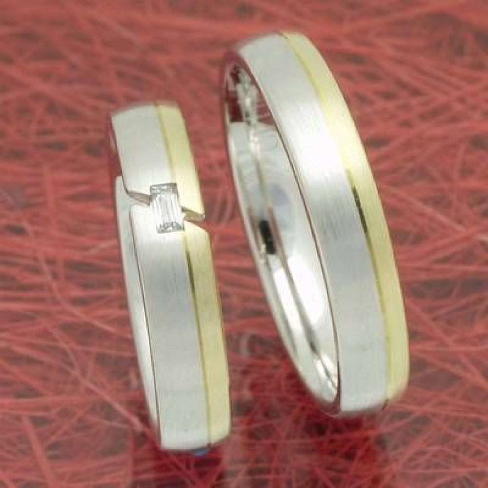 Trauringe, Verlobungsringe aus 585 Gelb und Weißgold p6255663