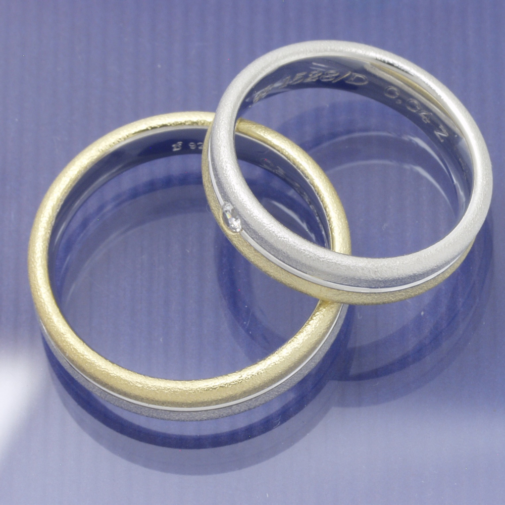 Preview: Bicolor Trauringe aus Gelbgold und Weißgold P9293139