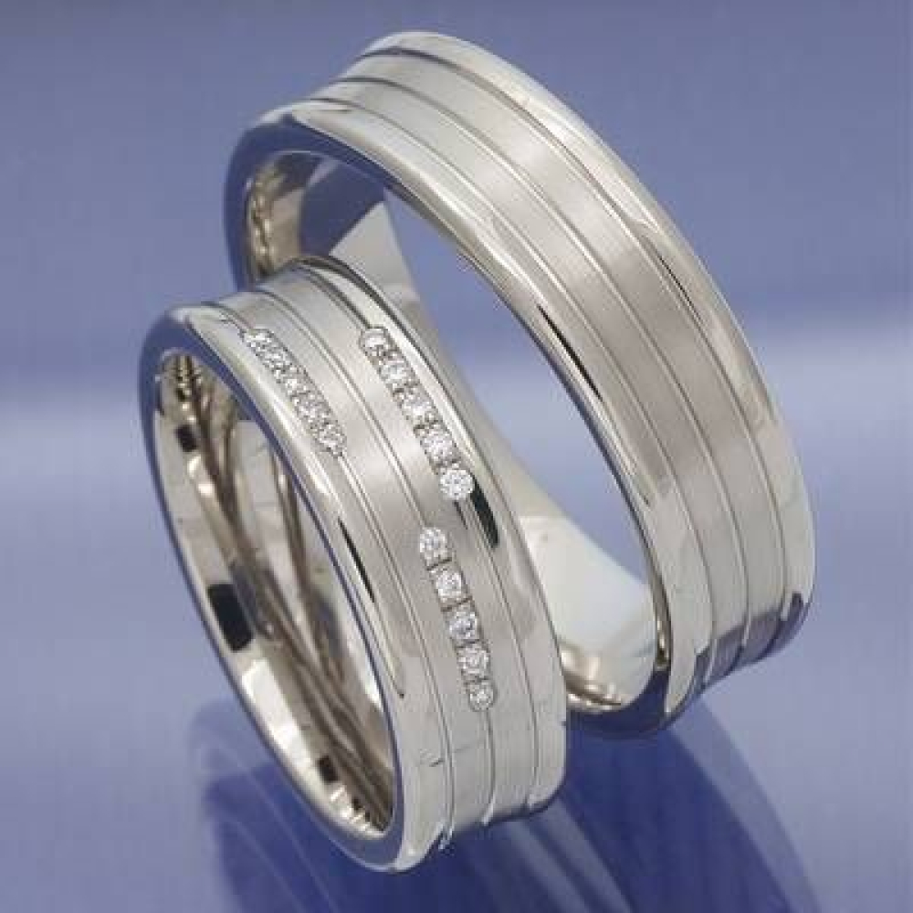 exklusive Eheringe Trauringe aus 750 Weissgold PA228158